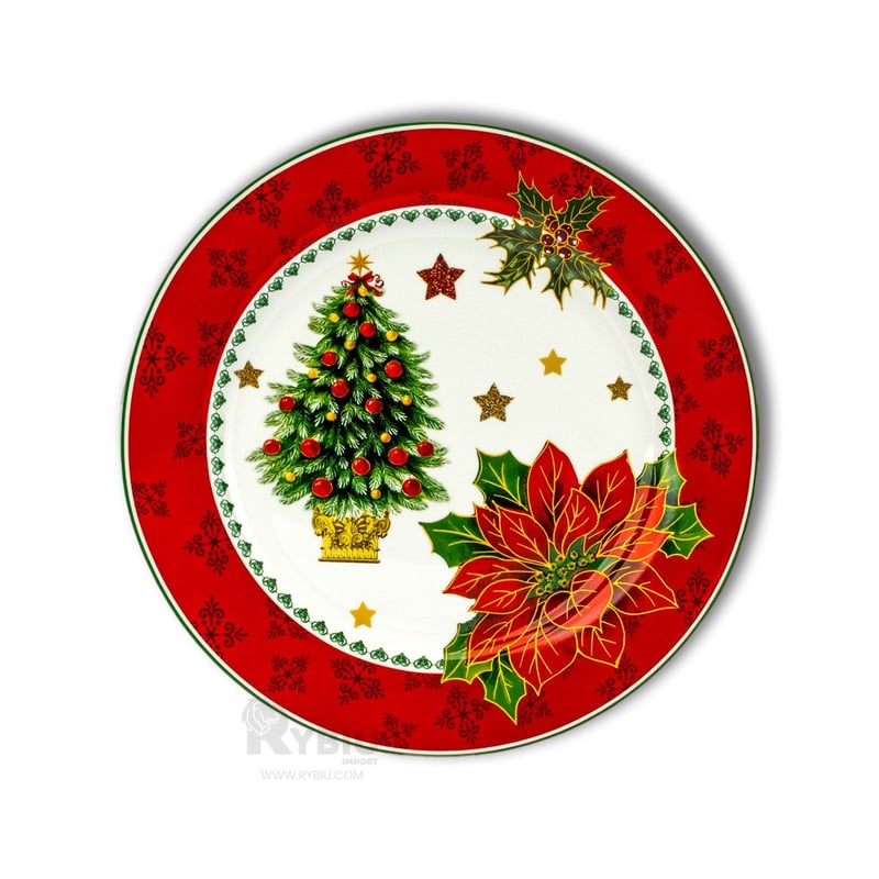Plato de Loza Navidenos Color Rojo Arbol de Navidad GENERICO falabella