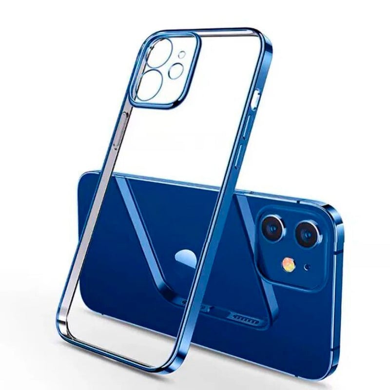 GENERICO - Funda Transparente Bordes Metálicos Para Iphone 13 Pro Max - Azul