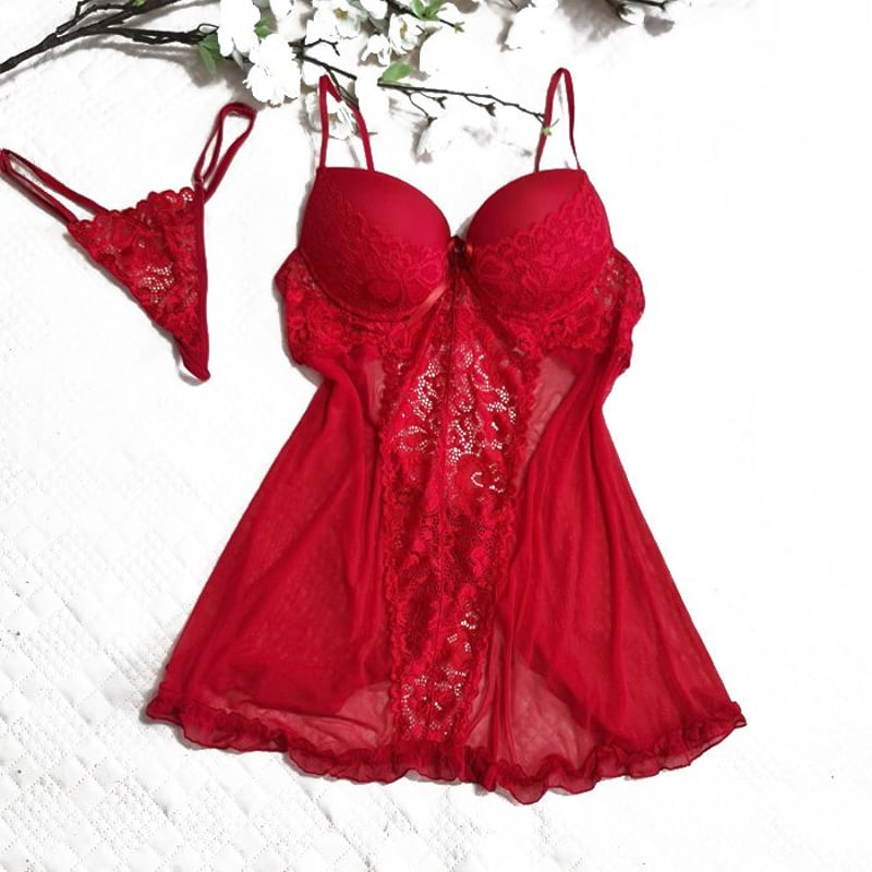 Babydol Picardias Chilirose - Lingerie érotique Transparente Avec Tanga - Taille Unique