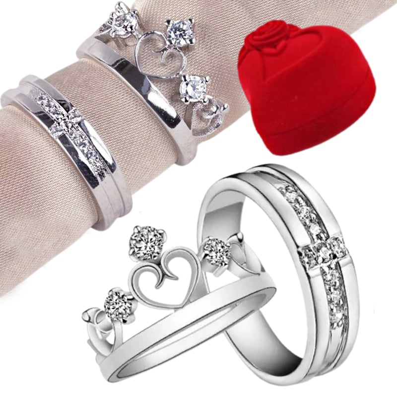 Anillos De Parejas Promesa De Amor Alas de Angel Plata Estuche Gratis GENERICO falabella