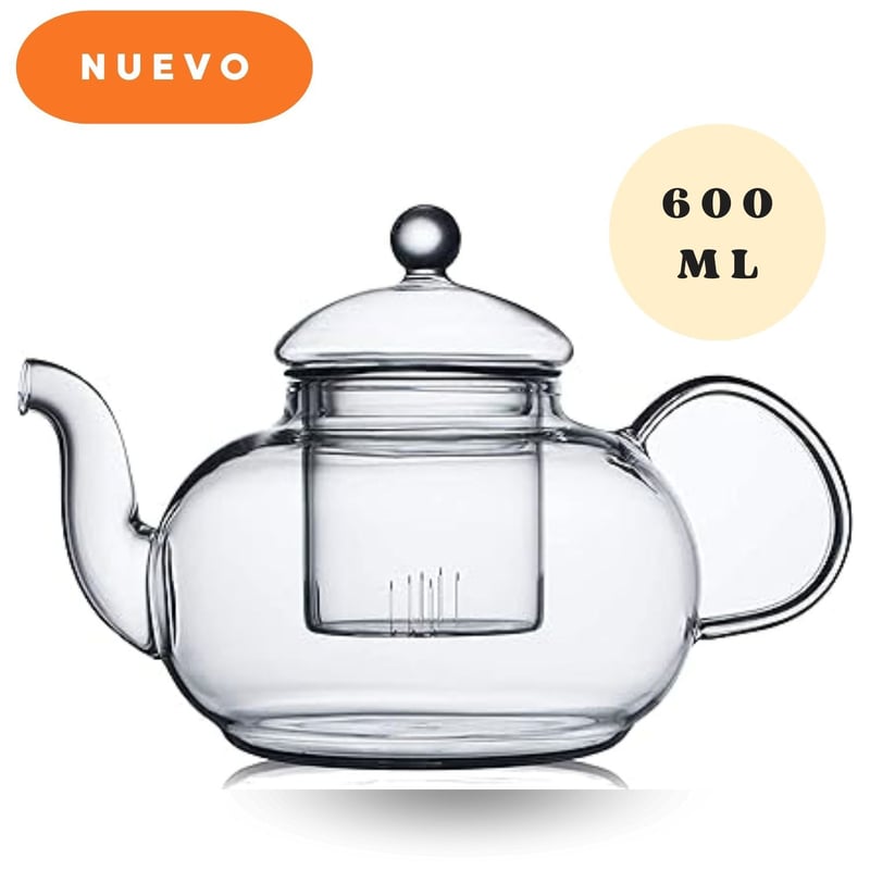 Tetera De Cristal Transparente De 350 Ml Con Infusor De Acero Inoxidable - Resistente Al Calor Ideal Para Té E Infusiones