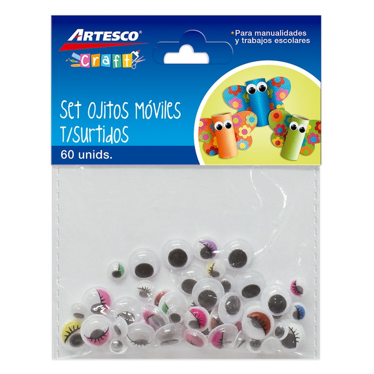 Ojos Moviles Ovales Adhesivos Bolsa 40 Uds Colores Surtidos. Ojos Móviles . La Superpapelería