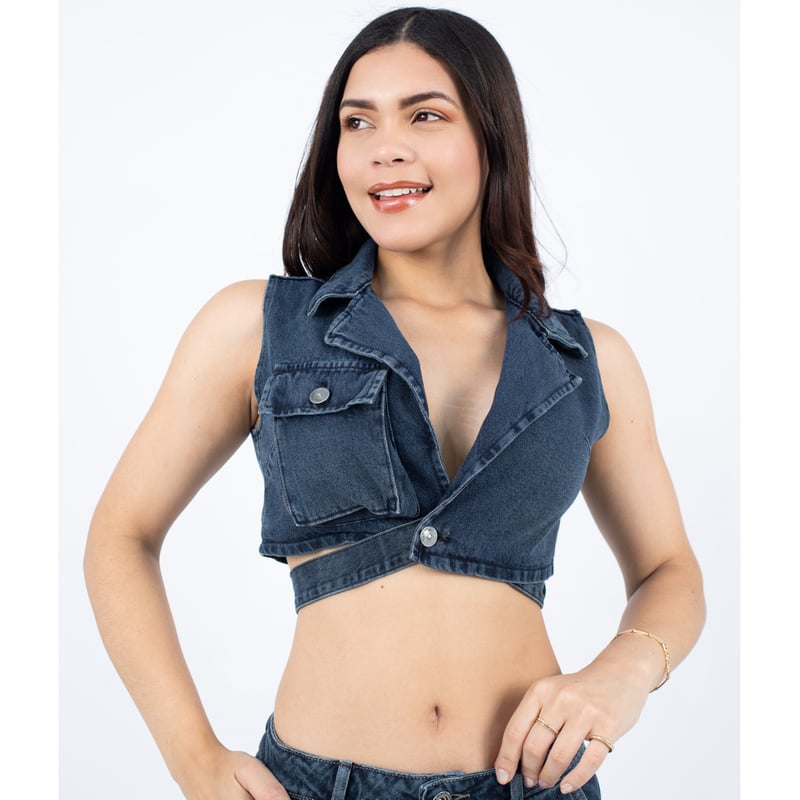Blusa Chaleco Top Jean Mujer