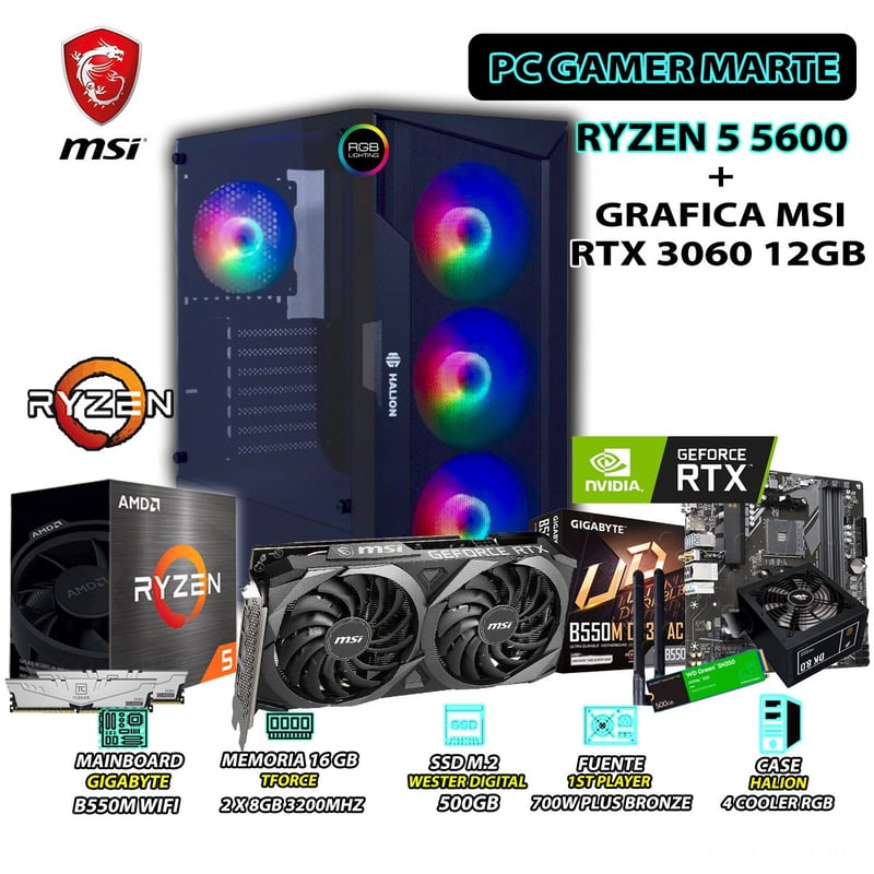 Hoengager Poseidon ゲーミングPC, AMD ライゼン 5 5600X 3.7GHz- RX 