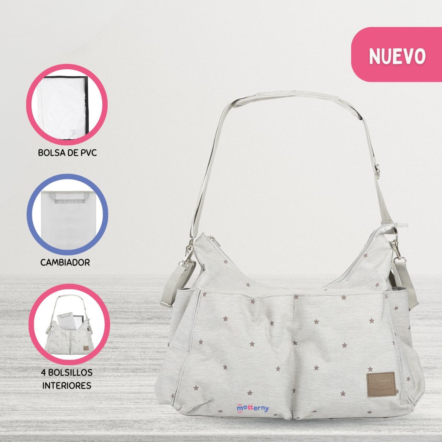 Bolso Panalero para Bebe CAPRI Estrellas Beige INFANTI falabella