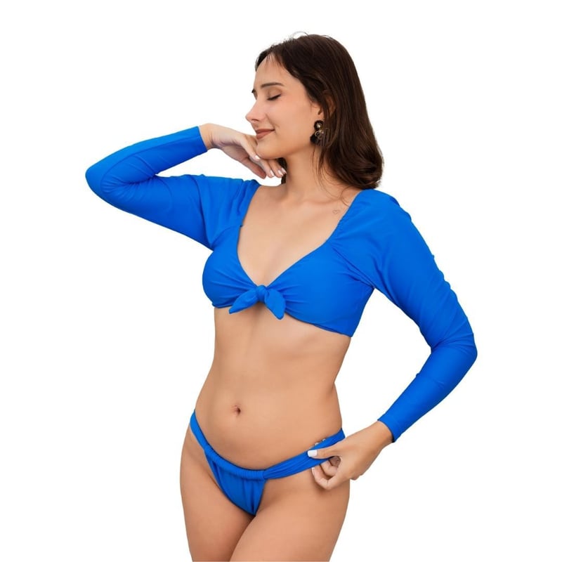 Top Bikini Manga Larga con Lazo Adelante
