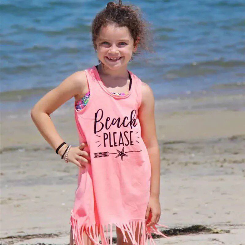 Salida De Playa Vestido Flecos Nina Piscina Talla 2 KAST PE falabella