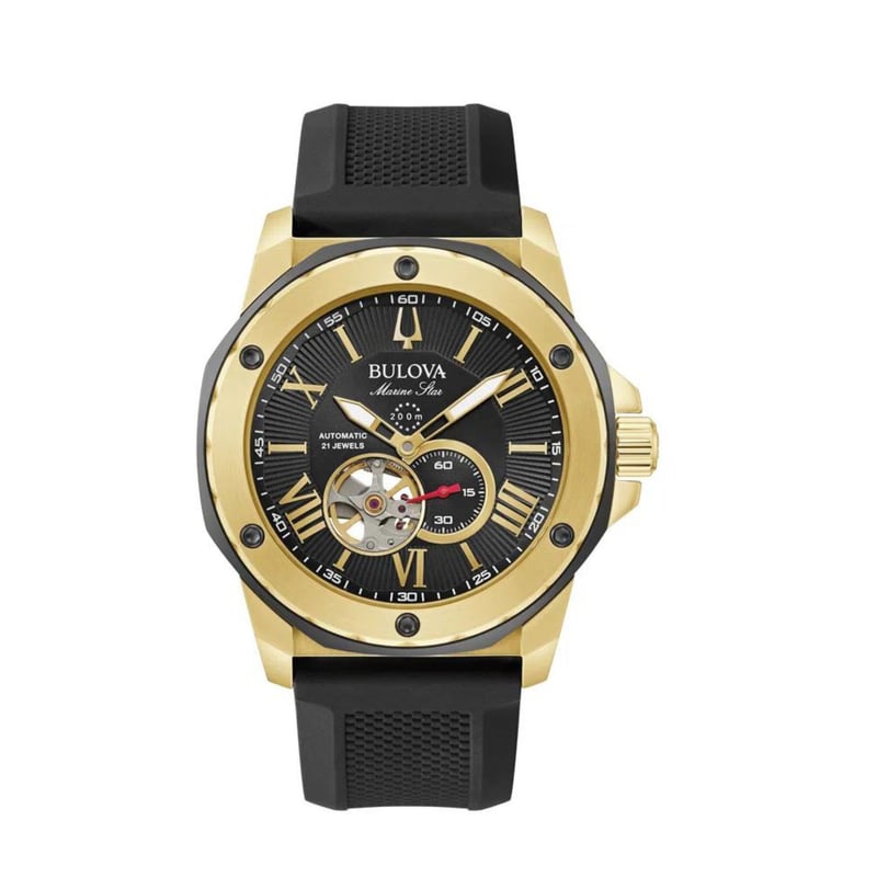 Bulova Orologio Da Uomo Marine Star Automatico 98A225 – Cassa 45mm In Acciaio, Cinturino In Silicone Blu, Quadrante Aperto - 3