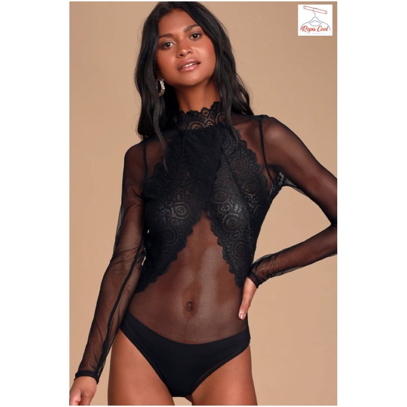 Body Show Stopping de manga larga de encaje transparente LULUS GENERICO falabella