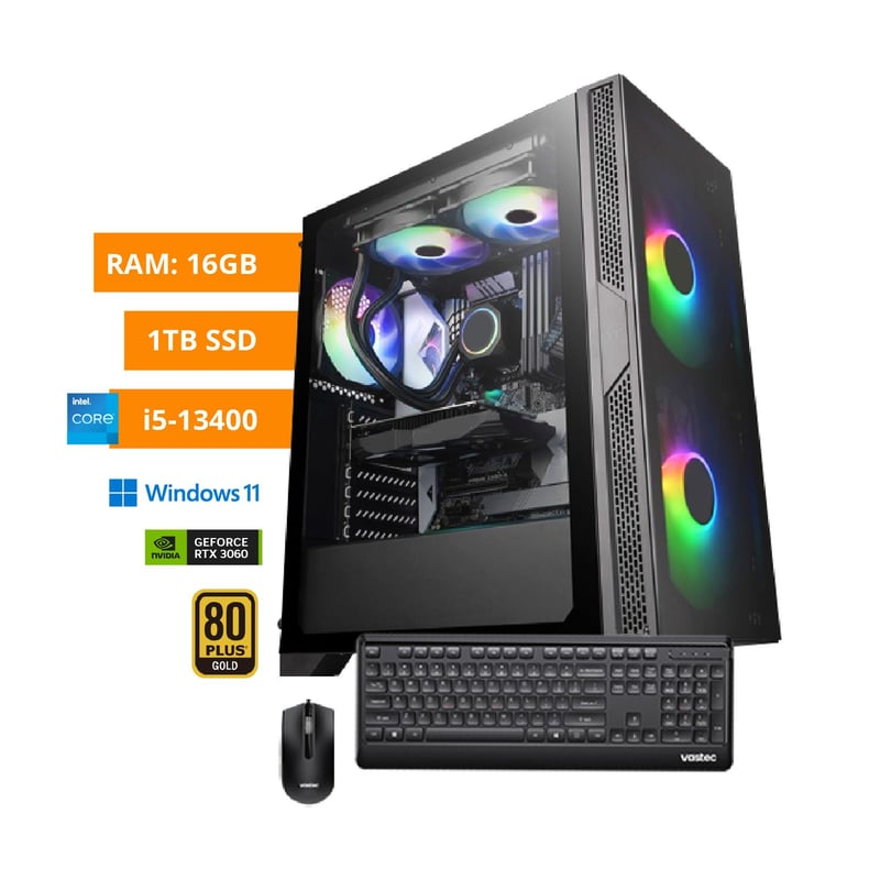 Computadora PC Vastec Gamer HERO i5-13400 16GB 1TB RTX 3060 12GB ...