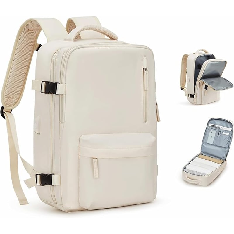 KUZLER - Mochila de Viaje grande tiktok Beige Kuzler RIBS-101B