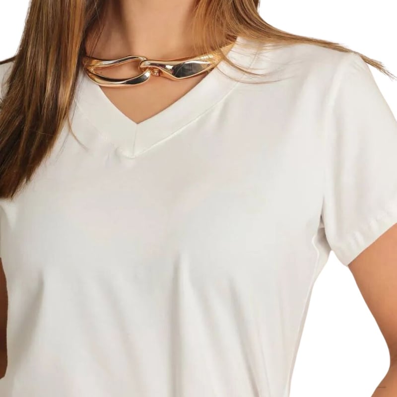 Polo blanco cuello v mujer on sale