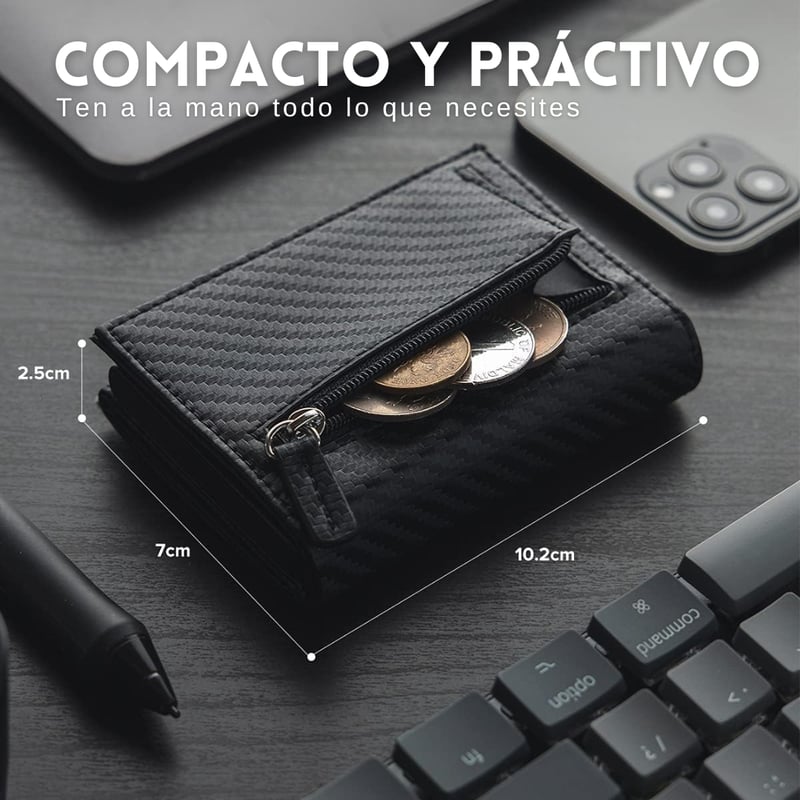 Billetera Fibra de carbono RFID con monedero Premium Kashita Peru GENERICO falabella