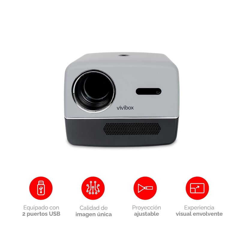 Proyector LCD - 350 Lúmenes - HDMI y USB - 45-200 pulgadas VIVIBOX ...