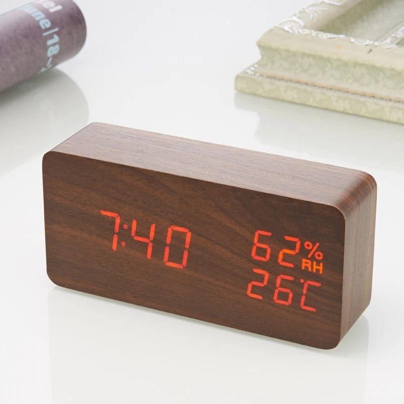 Reloj Digital Despertador de Madera con Control de Voz GENERICO falabella