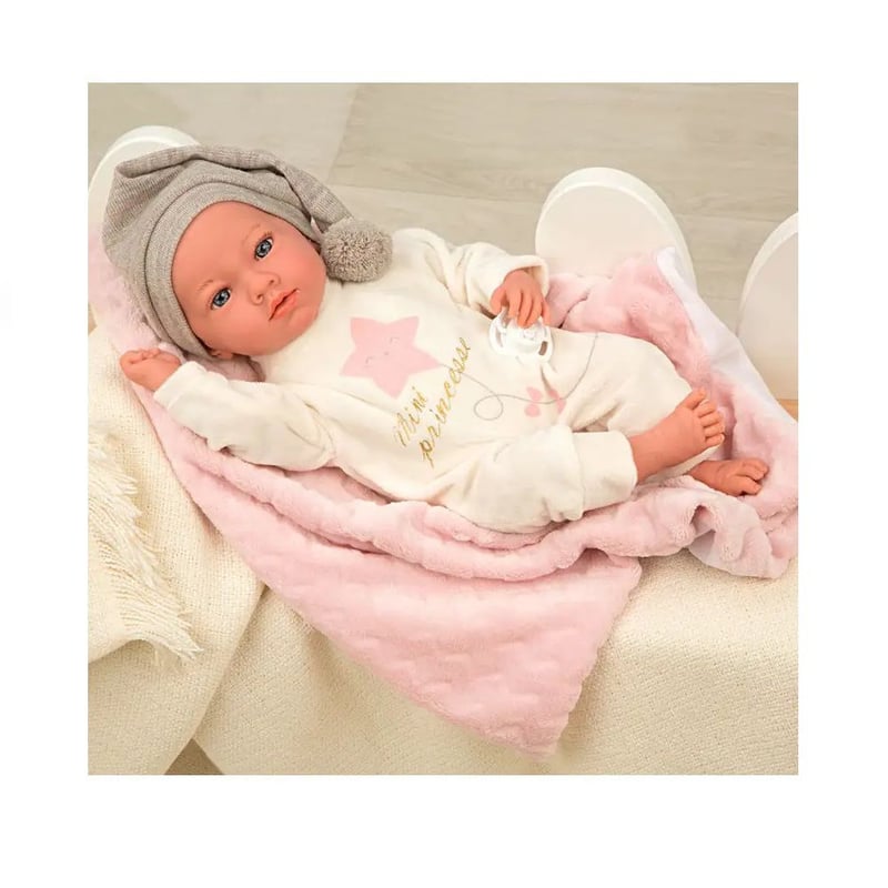 Bebe Arias ELEGANCE 40 Rosa con manta con peso MUÑECAS REBORN
