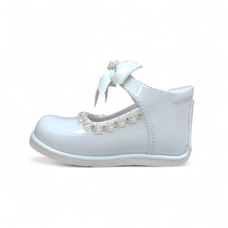 Zapato de Charol Blanco pibe semi ortopedico para bebe nina