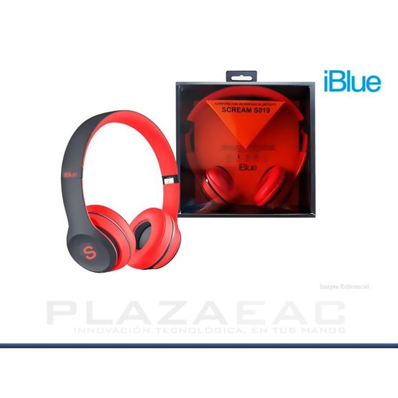 IBLUE - AUDIFONO IBLUE SCREAM S019, BLUETOOTH/FM/MICRO SD, NEGRO- ROJO - P/N: S019-BR