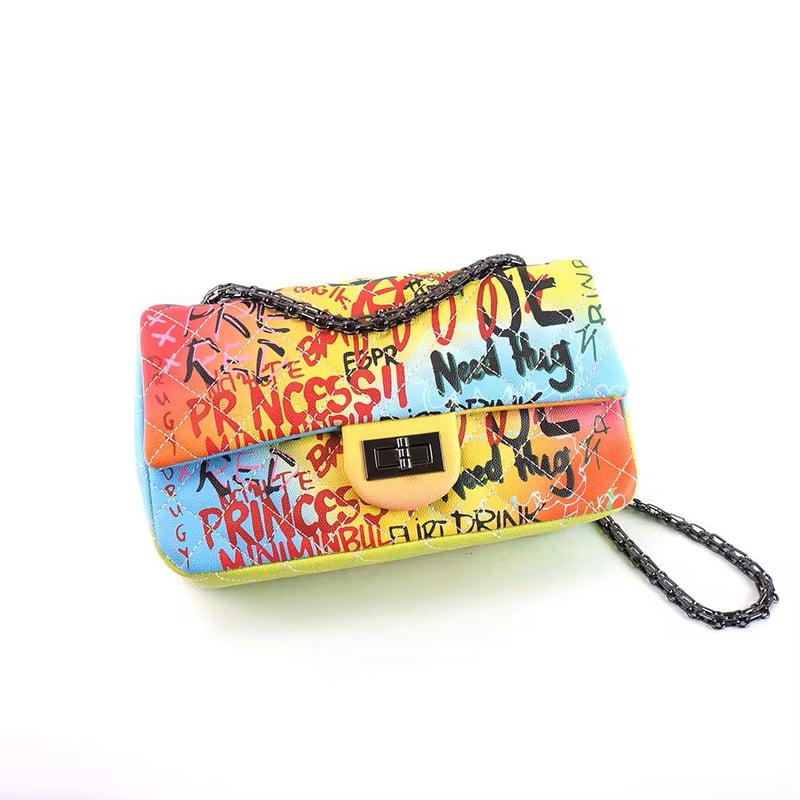 GENERICO - Makeway - Bolso de mano con grafiti a la moda para mujer - Arco iris