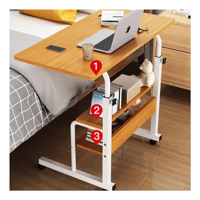 Mesa De Escritorio Ajustable Relax World - Con Ruedas, Altura 62-96 Cm, Tablero 60x40 Cm, Para Portátil Y Cama