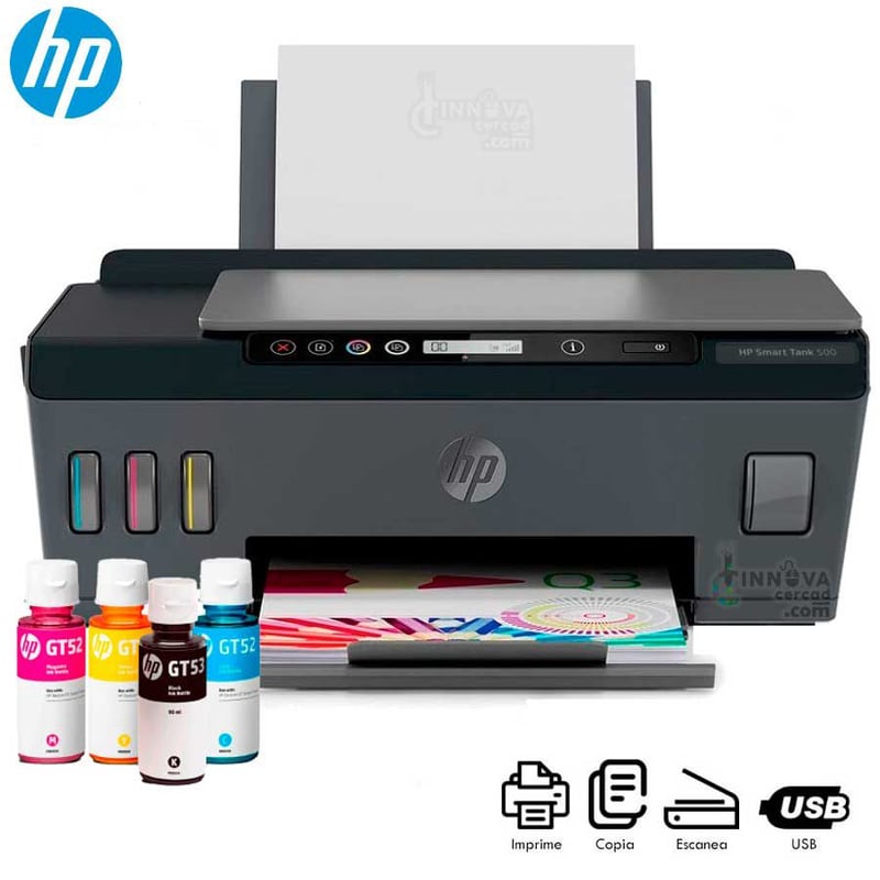 HP - Impresora Multifuncional HP Smart Tank 500 conexion cable USB