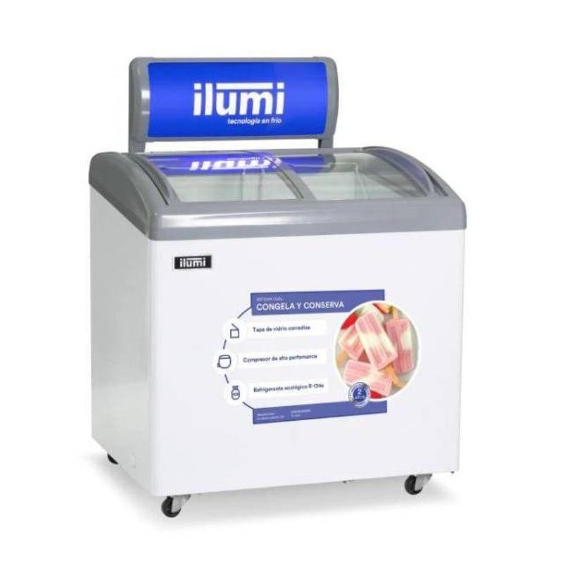 ILUMI - Congelador Ilumi TF-1600 con tapa de vidrio de 160 L