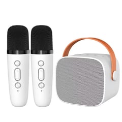 GENERICO - Mini Karaoke inalámbrico con 02 micrófonos Color Blanco Humo