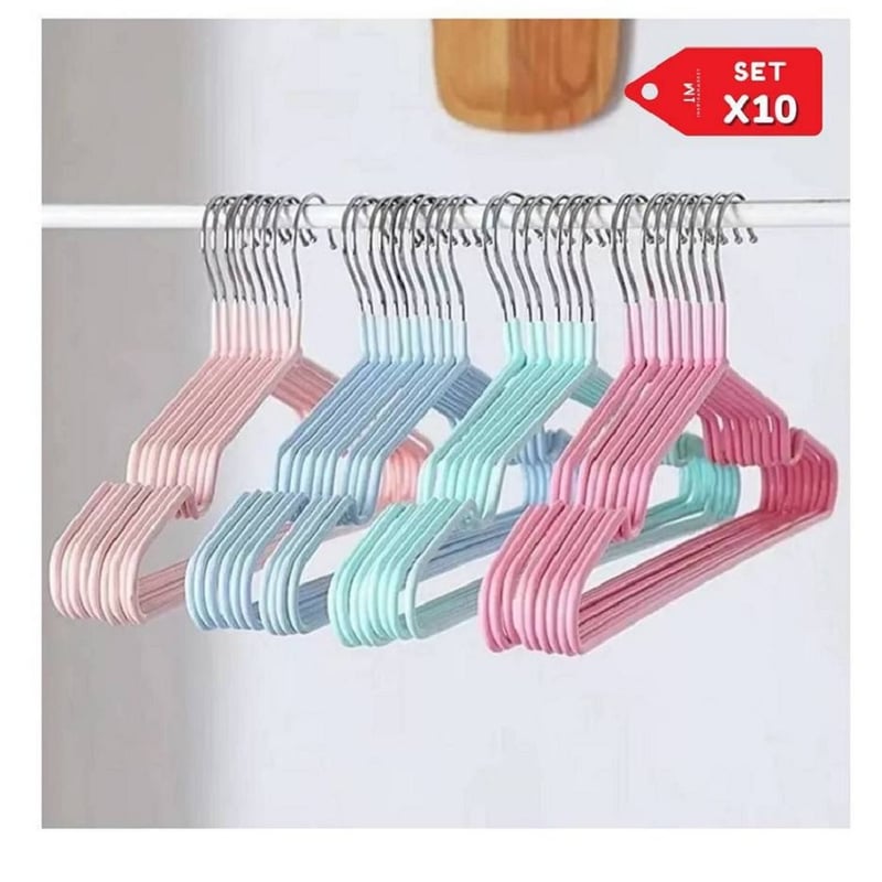 Ganchos Colgadores Para Ropa Antideslizante 10 Unidades verde GENERICO falabella