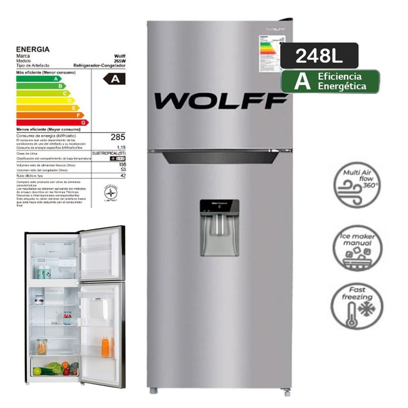 WOLFF - Refrigeradora Wolff No Frost WRF265D de 248L