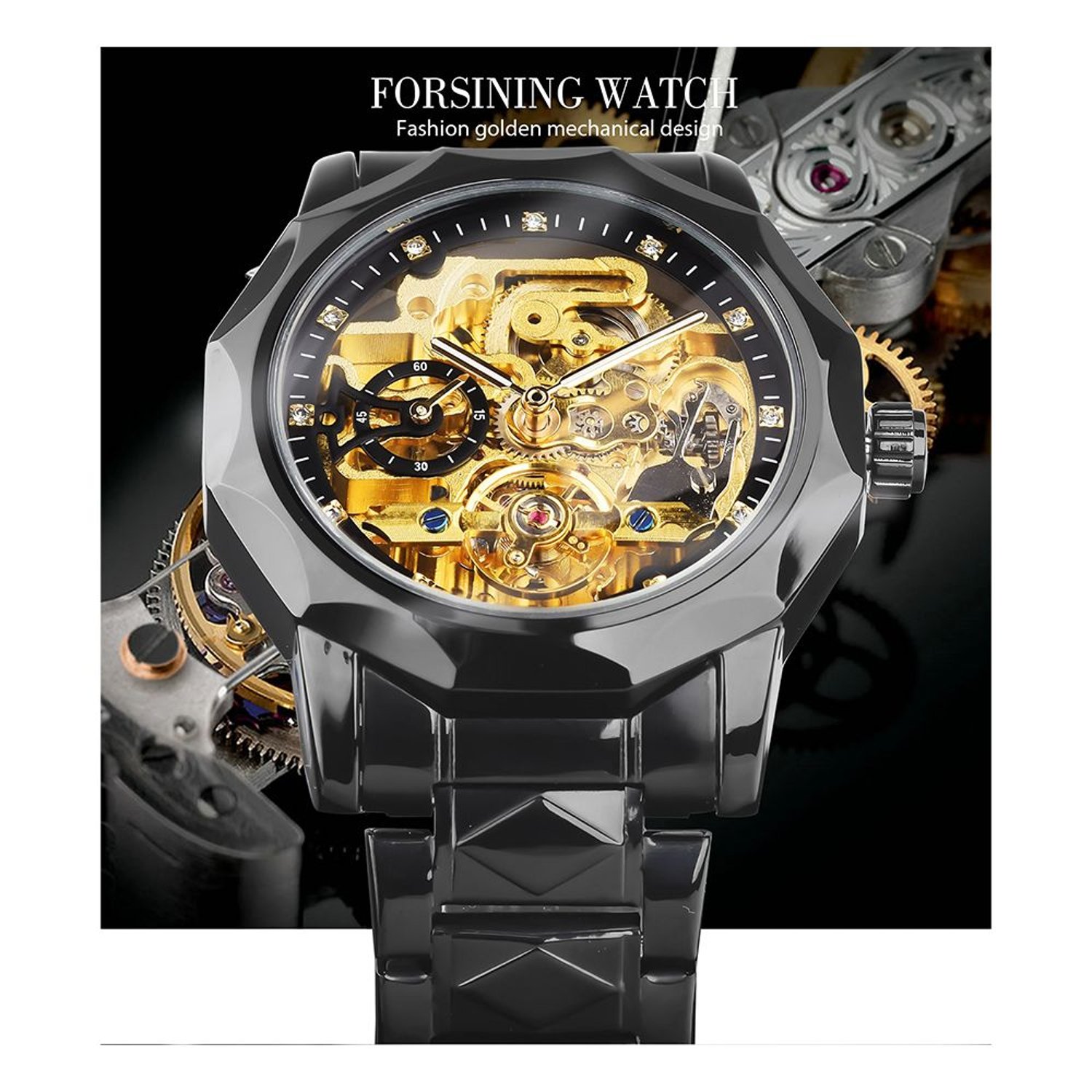 FORSINING RELOJ NEGRO DE LUJO PARA HOMBRE FORSINING falabella