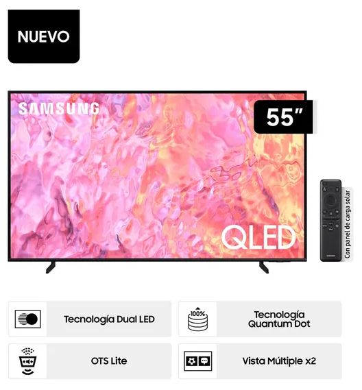 SAMSUNG - Televisor Samsung Smart TV 55 QLED 4K QN55Q60CAGXPE Nuevo