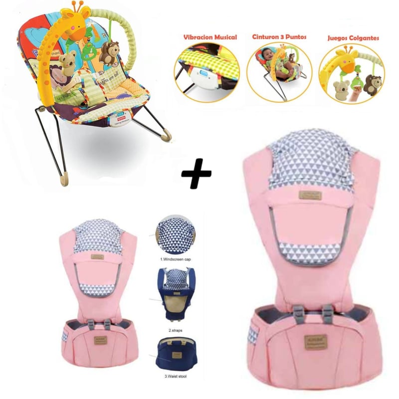 Portabebe Canguro Mecedora Musical Jirafa Rosa GENERICO falabella