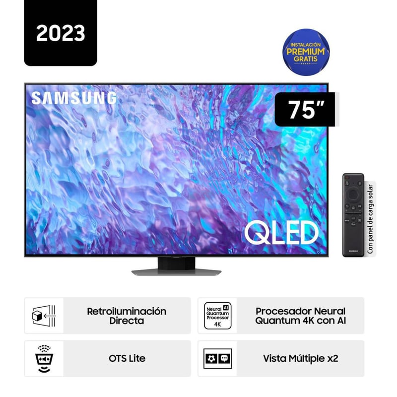SAMSUNG - Televisor Samsung Smart TV 75 QLED 4K QN75Q80CAGXPE