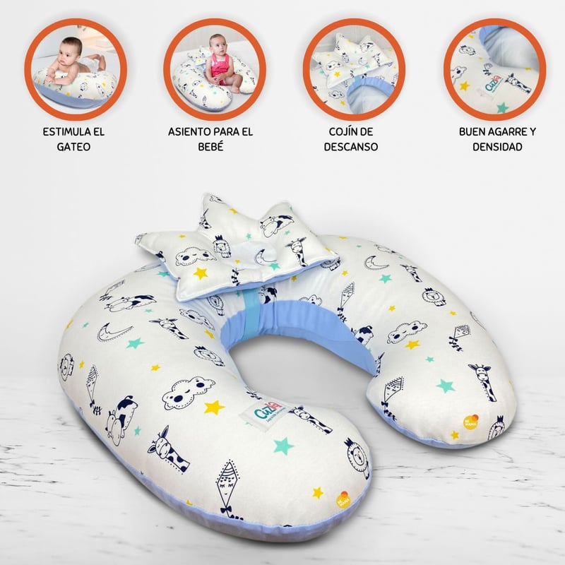 Almohada de Lactancia 5 en 1 PICARON Ligth Blue CUZKA falabella