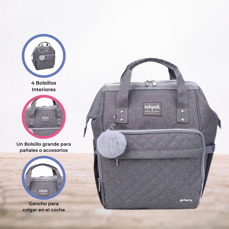 Bolso Mochila Panalera OPEN Gray INFANTI falabella