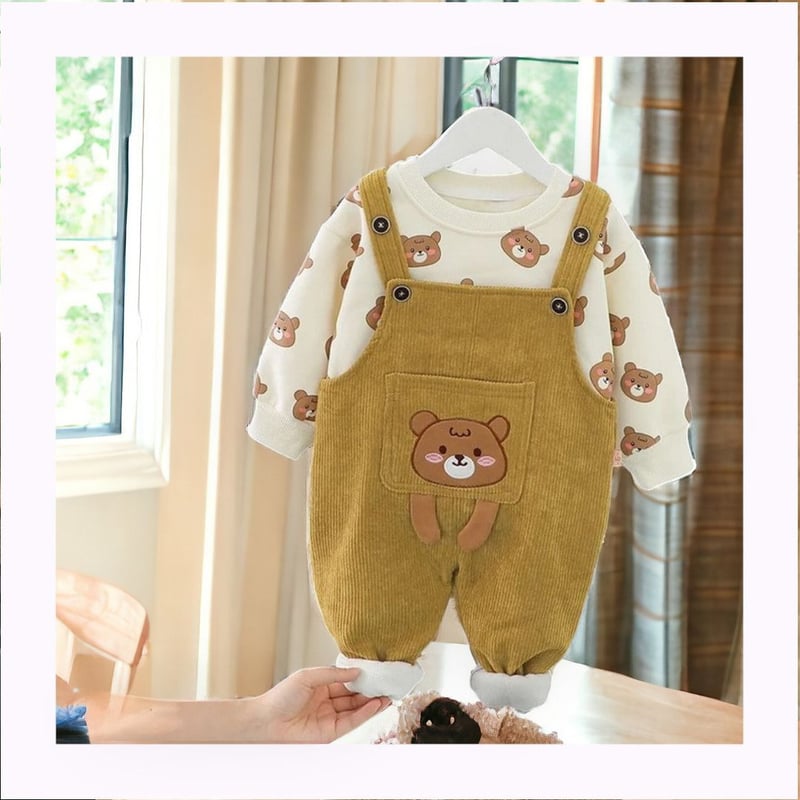 Ropa para nino Bebe de 2 Piezas Osito Pandita Polera Overoll