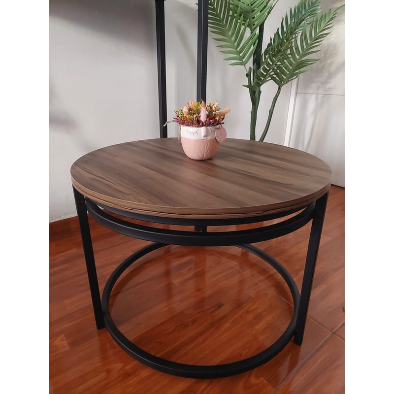 FineBuy Mesa De Centro Moderna Redonda 60x60x30 Cm Madera Maciza De Sheesham | Mesa Auxiliar Para Salón | Mesita Café Pequeña Para Sofá