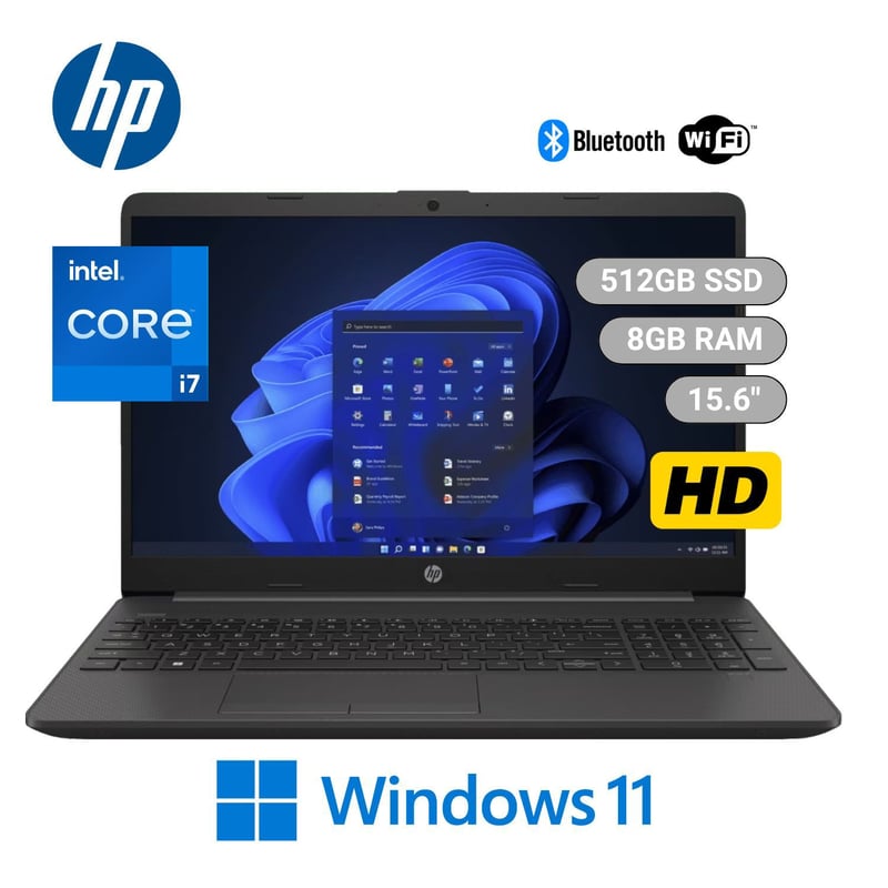 HP - Laptop HP 250 G9 Intel Corei7-1255U 8GB RAM 512GB SSD 15.6" HD WINDOWS 11 - Plomo