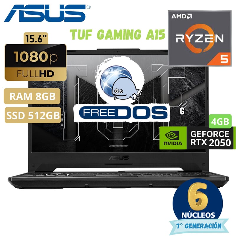 ASUS - Laptop Asus Tuf Gaming A15 Fa506Nf-Hn004 Amd Ryzen 5 156Fhd Ram 8Gb Ssd 512Gb Freedos