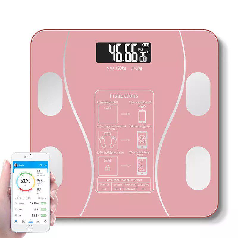Balanza Smart Digital Bluetooth Color Rosada GENERICO | falabella.com