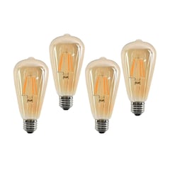 OEM - Pack De 4 Foco Led ST64 E27 Vintage - Amarillo