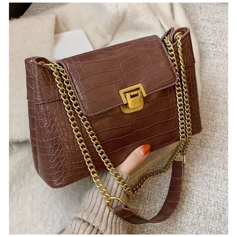 Cartera Executive Mujer Estilo Cocodril Marron