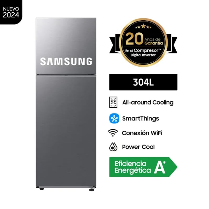 SAMSUNG - Refrigeradora Samsung Top Mount Freezer 304L Silver