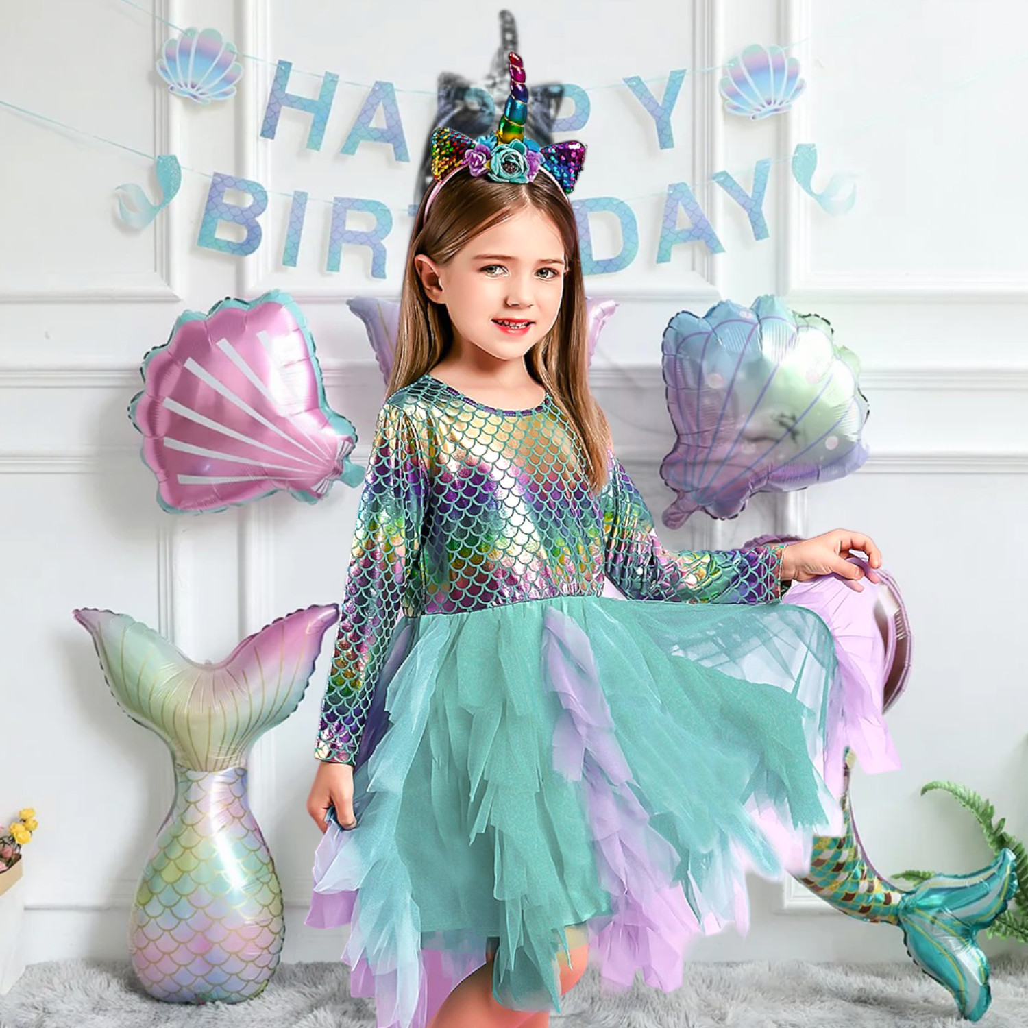 Vestido de Nina Sirena Ariel Elegante