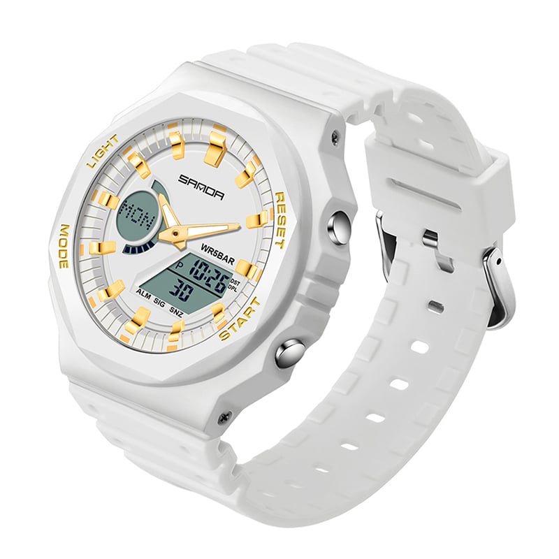 SANDA - Reloj Deportivo SANDA 6016 Blanco Ligero Resistente