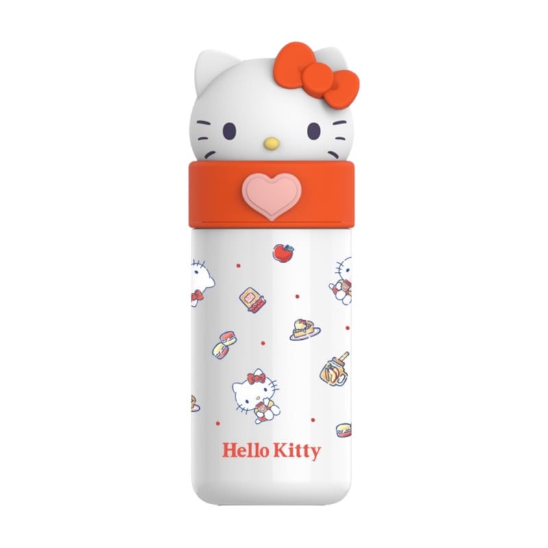 Skater ONWR1-A - Lonchera redonda, 16.9 fl oz (16.9 fl oz), con tenedor, cara de Gudetama, Sanrio, fabricada en Japón