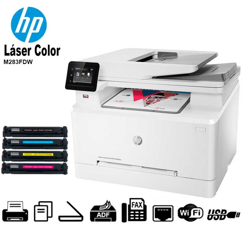 Impresora Láser Color HP M283fdw Multifuncional ADF Lan USB Wifi HP ...