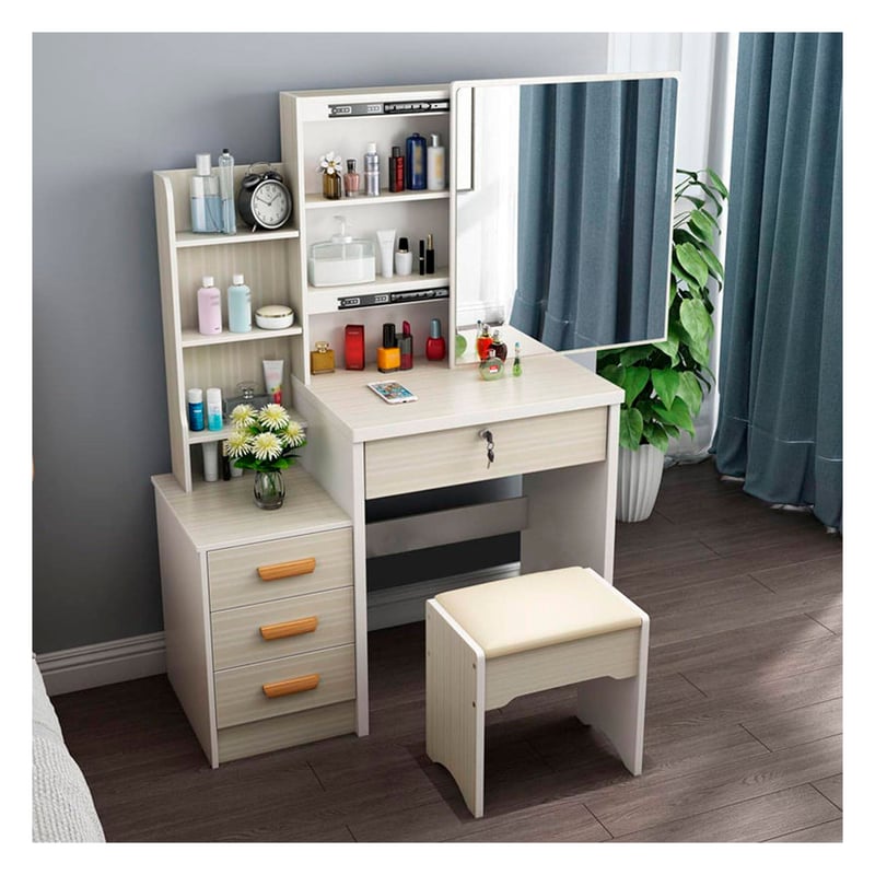 Taburete Tapizado En Peluche Blanco Para Dormitorio O Tocador - Con Asiento Acolchado Y Patas De Metal