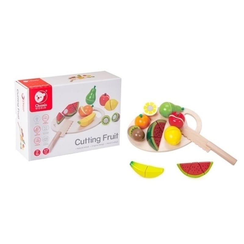 Melissa & Doug Set De Frutas De Madera Para Cortar, Juguete De Imitación Con 17 Piezas Y Cuchillo, Incluye Cajón De Almacenaje, Regalo Educativo Para Niños De 3 A 5 Años