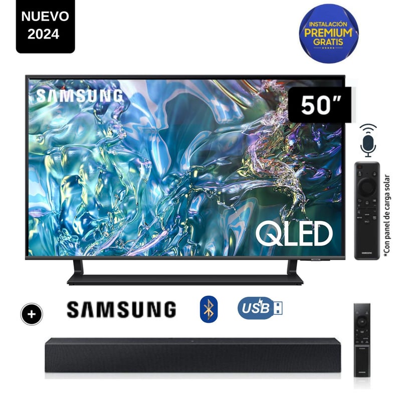 SAMSUNG - Televisor Samsung QLED Tizen OS Smart Tv 50 4K QN50Q65DAGXPE + Soundbar HW C400